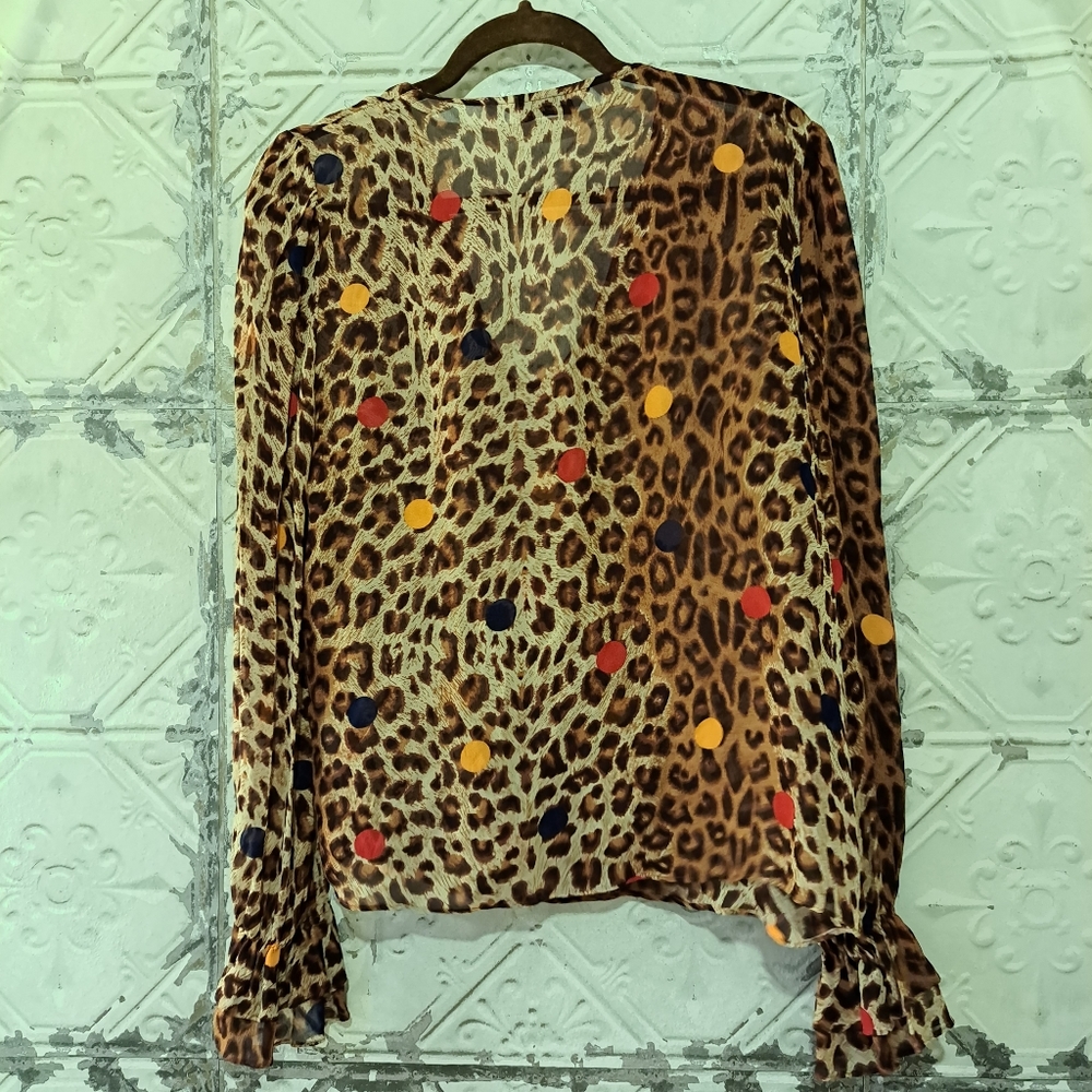 &other stores Paris Atelier Ruffled Sleeve Animal Print Top - Picture 3 of 10